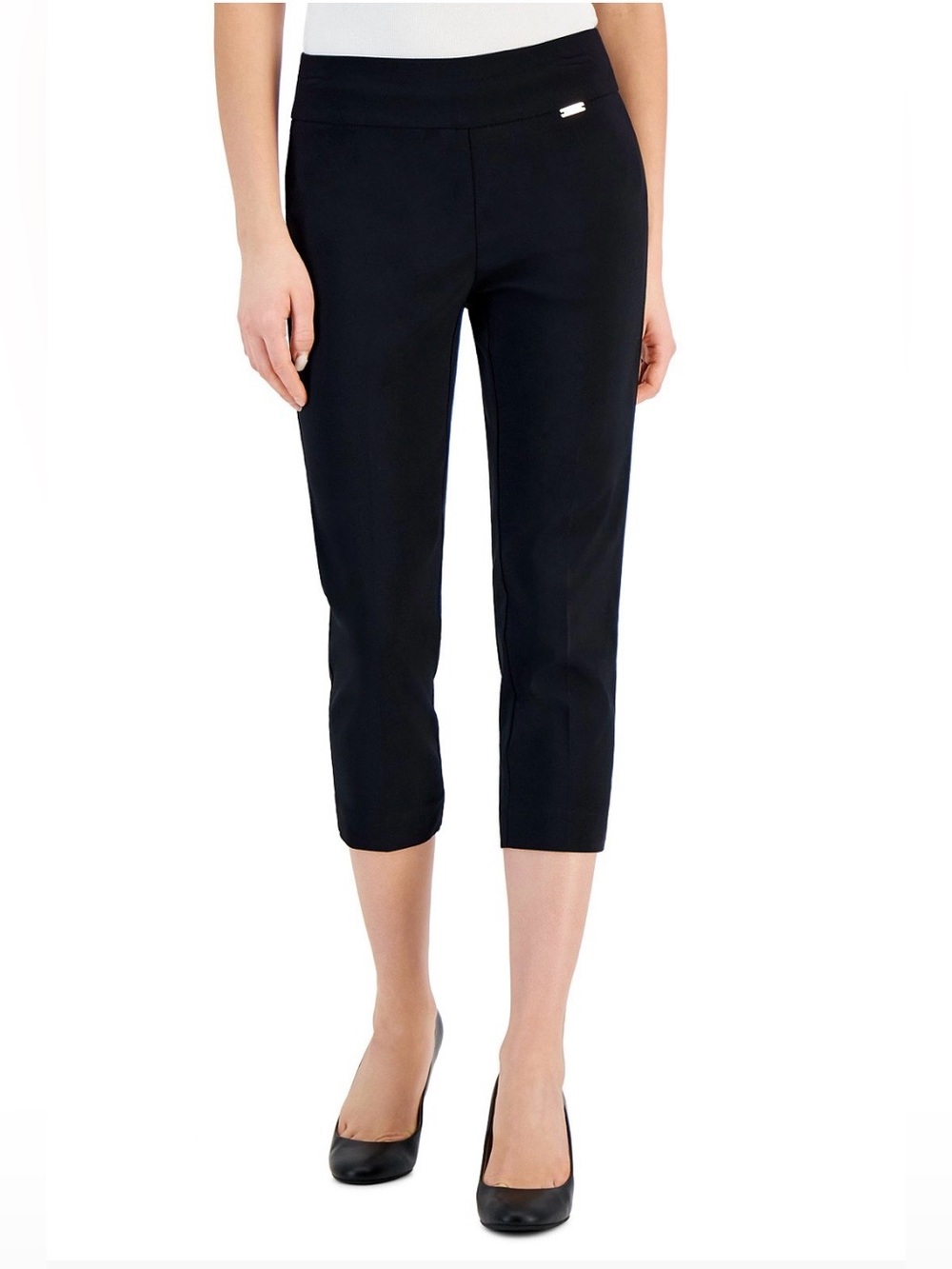 I.N.C. International Concepts Women's Bengaline Pull-On Capri Pants Black Sz 14